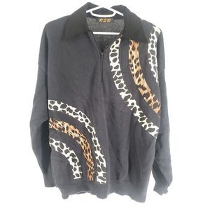 RSB Brand Vintage Y2K Long Sleeve Pullover Size L Cheetah 1/4 Zip‎ - Good Cond.